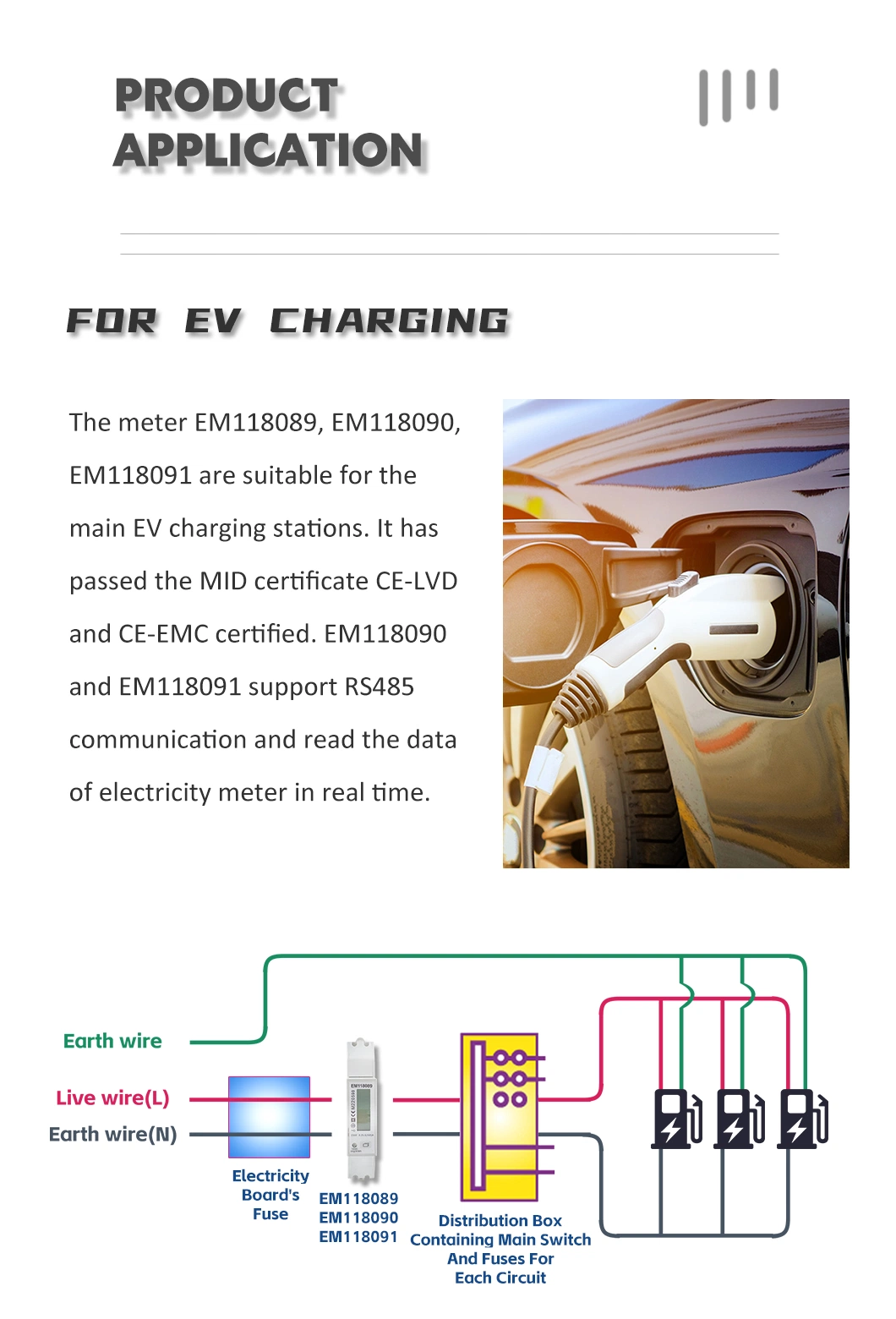 MID Single Phase RS485 Modbus Bidirectional Smart Electricity Energy Meter for EV Charging Solution